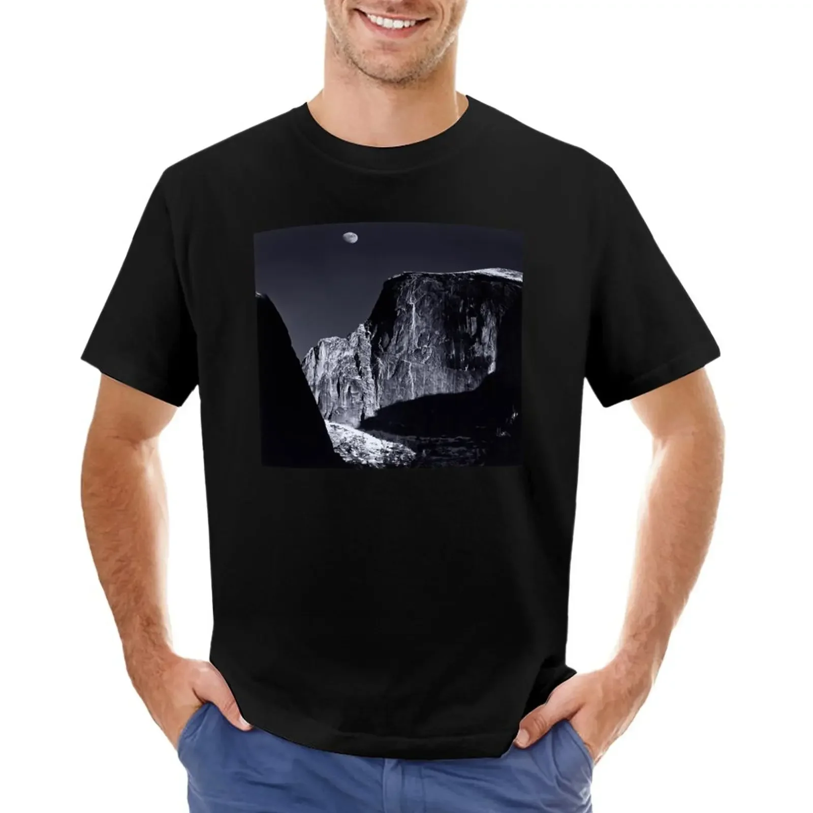 Ansel Adams - Moon and Half Dome, Yosemite National Park (1960) T-Shirt cute clothes kawaii clothes Blouse men workout shirt