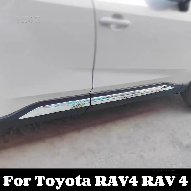 

For Toyota RAV4 RAV 4 2019-2021 2022 2023 2024 Side Door Body Trim Chrome Car Door Line Steamer Panel Molding Strip Accessories