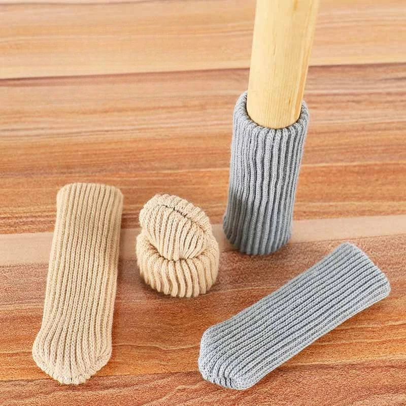 Solid Color Simple Double-layer Knitted Thick Cover Chair Table Scratch Resistant Knitted Anti Slip Foot Cover Protective Cover