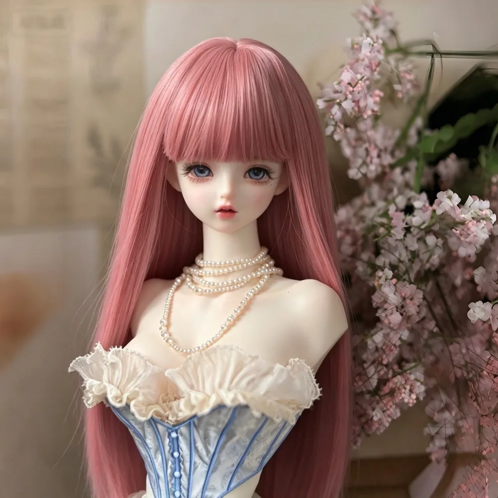 BJD Doll Wig 3/4/6 Points Solid Color Flat Bangs Long Straight Hair Multi-color Doll Dress Wig Blank Hair Cover Can Be Shaped