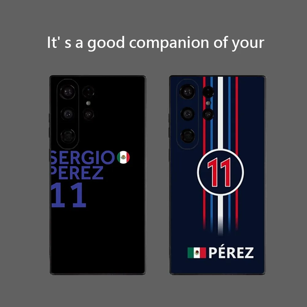 S-Sergio P-Perez F1 Formula 11 Phone Case For Samsung Galaxy S24 Ultra S22 S23 Ultra S21 S20 5G Protective Soft Silicone TPU Fun