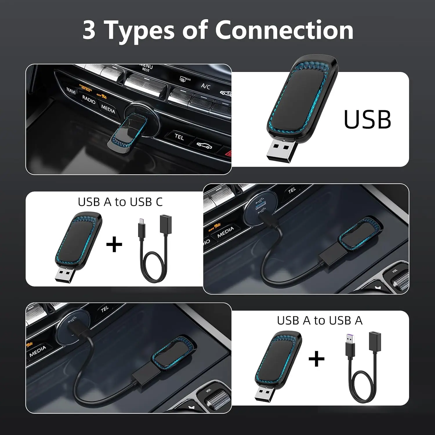 Mini wireless USB CarPlay adapter for iPhone, 2024 update, converts via cable dongle for 2016 cars view 6