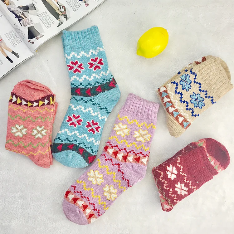 5pairs Sock Leisure Ankle Crew Fuzzy Thick Warm Women Autumn Winter Rabbit Wool Warm Outdoor Cashmere 2W141