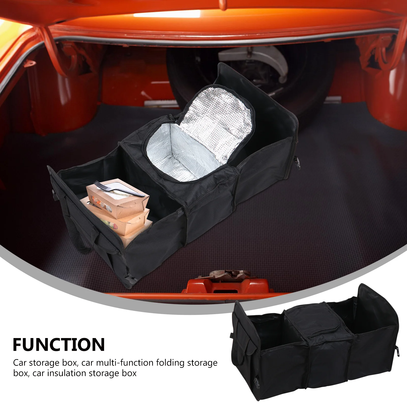 

Multipurpose Car Storage Box Spacious Foldable Trunk Organizer Case for Snacks Drinks Cleaning Supplies Outdoor Activities
