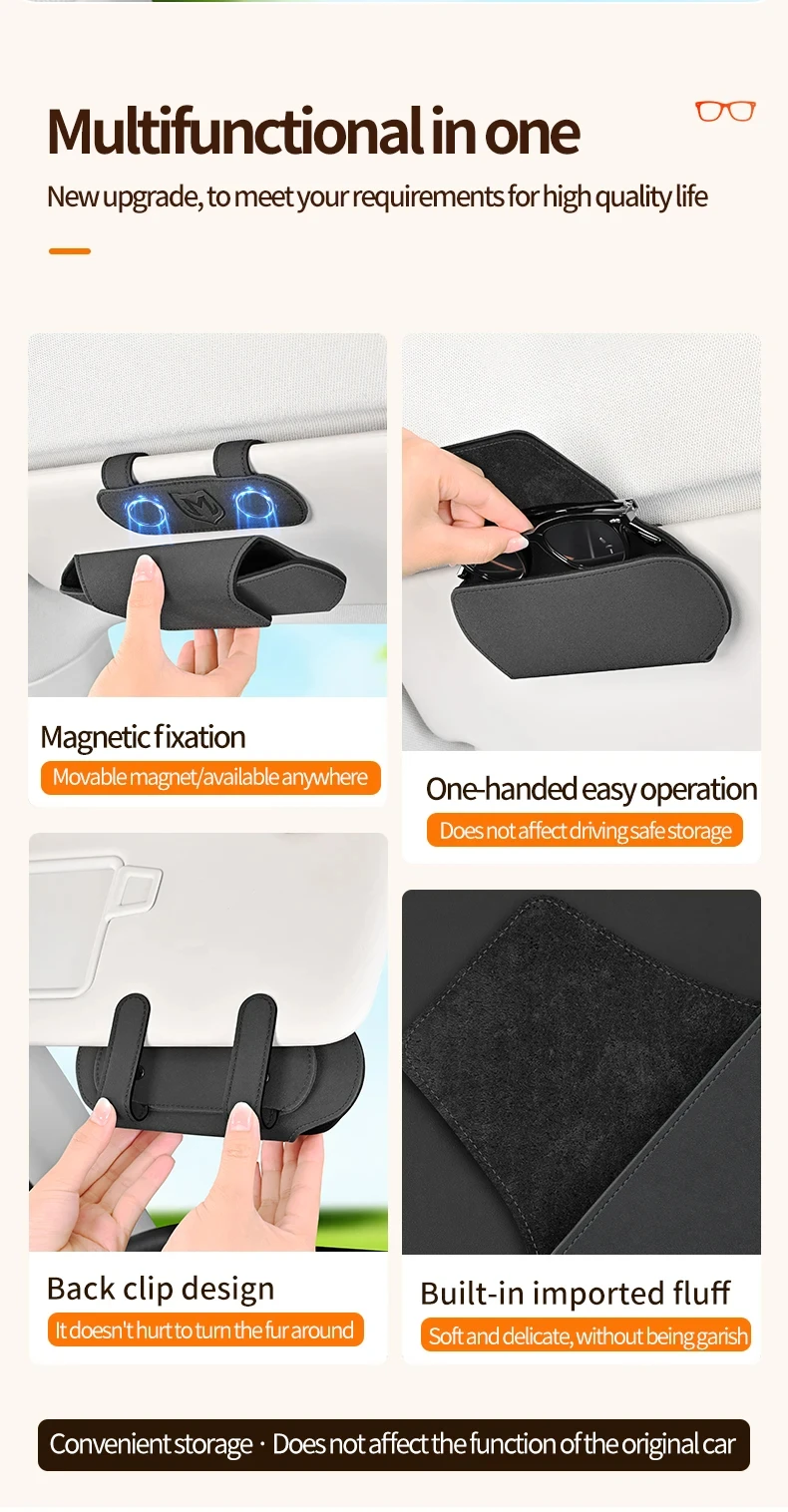 Car sun visor eyeglass storage case