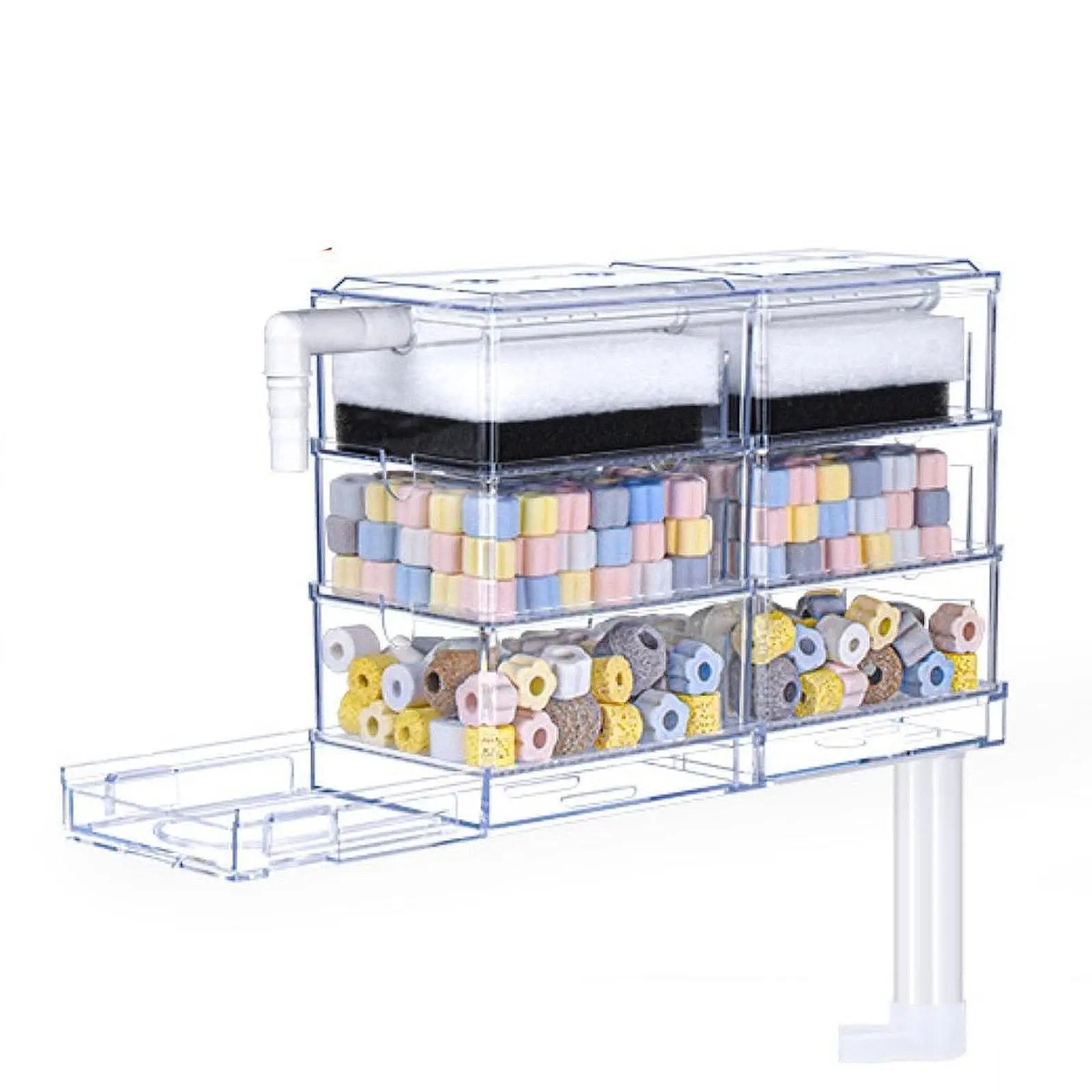 Fish Tank Filter Acrylic External Hang-on Filtration System for Aquarium with Filter and Lighting Setup