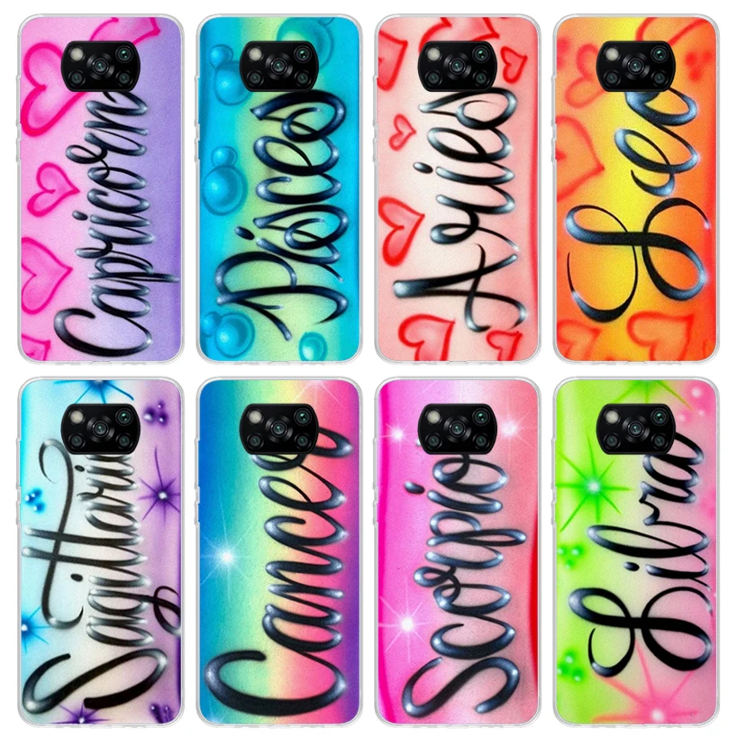 Aries Leo Libra Pisces Virgo Capricorn Phone Case For Xiaomi Poco X6 X5 X4 X3 Nfc F6 F5 Pro F4 Gt M5S M4 M3 F3 F2 F1 Silicone Sh