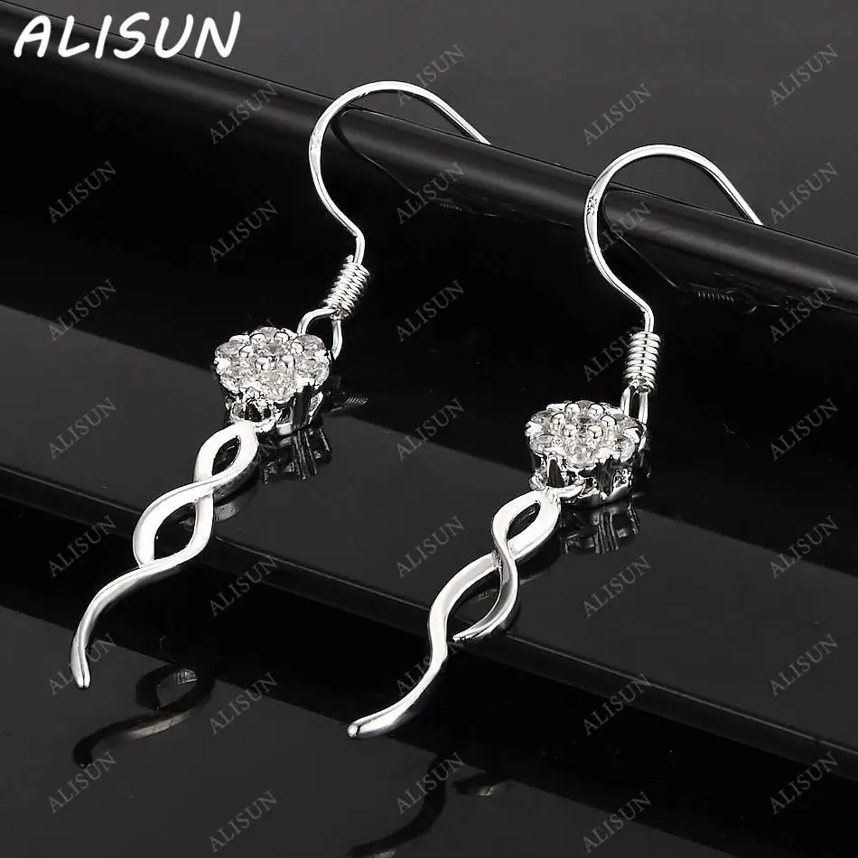 

ALISUN 925 Sterling Silver Zircon Bouquet Earrings Drop Earrings For Women Charm Trend Birthday Gifts Fashion Party Fine Jewelry