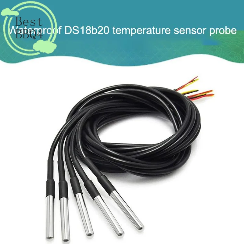 (BBQ4) Sensor de Temperatura DS18B20 Encapsulado en Acero Inoxidable, Resistente al Agua, con Cable de 1m para Ard