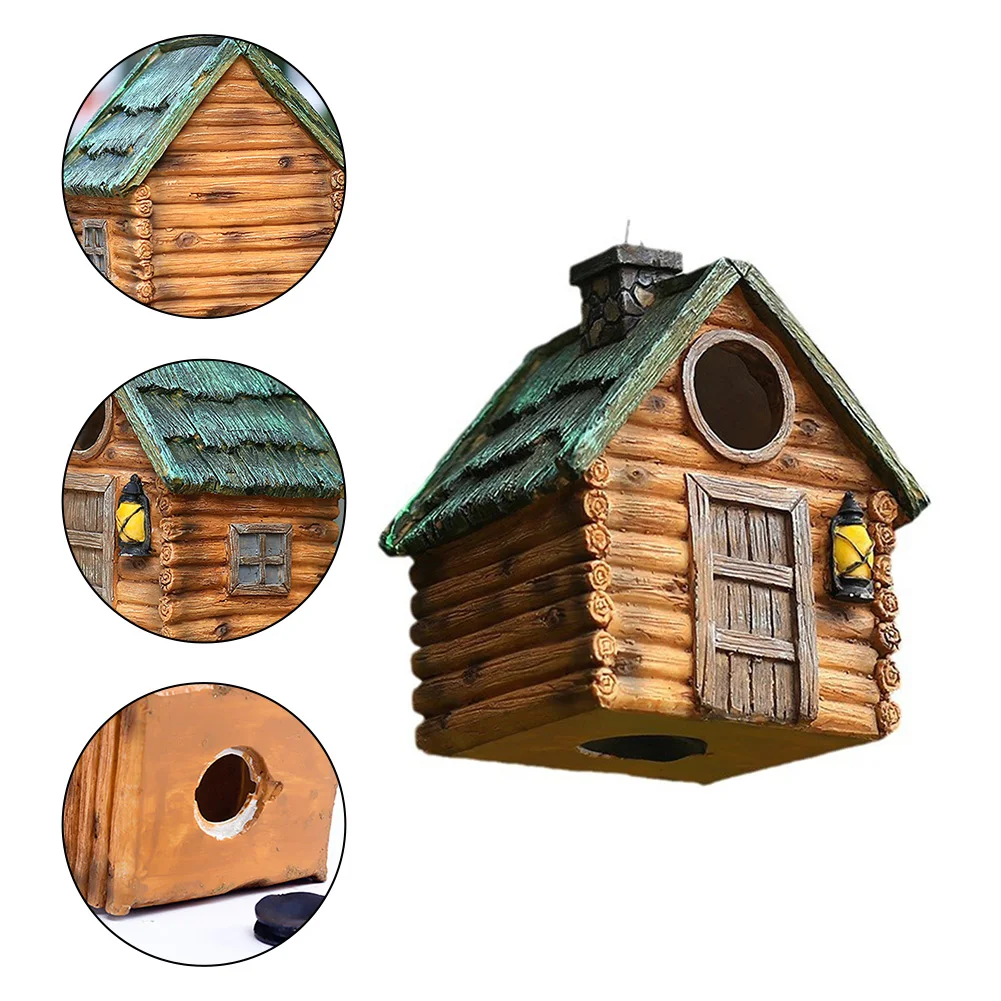 1pc Hangable Bird House Resin Outdoor Bird Nest Wall Hanging Birdhouse Multifunctional Outdoor Garden Tree Bird Nesting Box