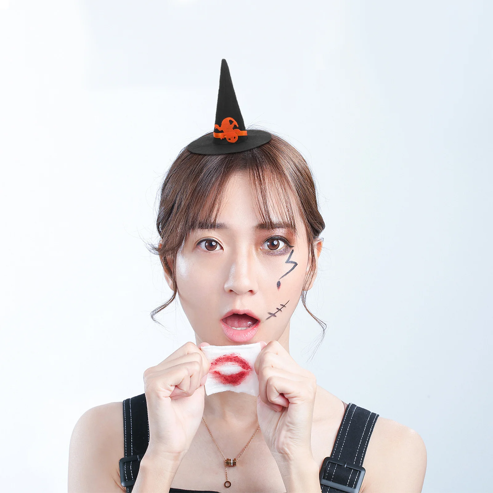

6Pcs Halloween Witch Hats Small Felt Wizard Hats Reusable Soft Material DIY Decoration Festival Party Accessories