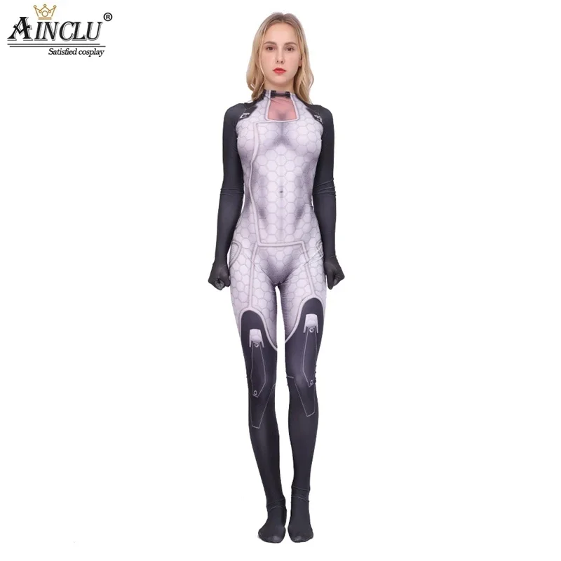 Miranda Lawson Game Mass Effect Cosplay Costume Female Spandex Bodysuit Jumpsuit Halloween Costume For Adult Kids