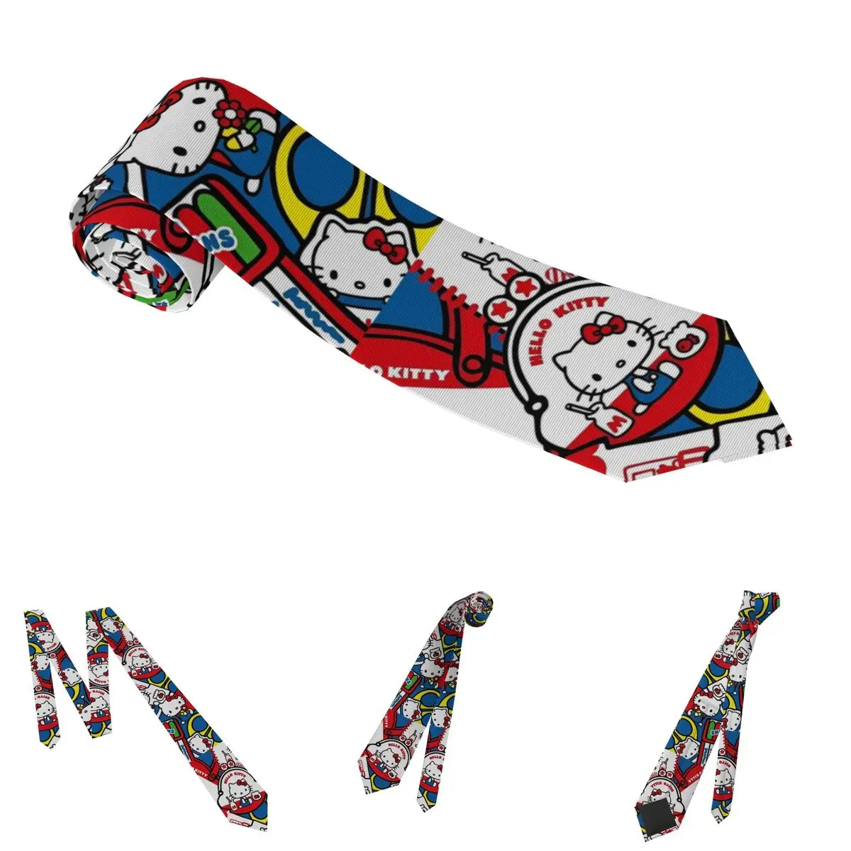 ربطات العنق هالو كيتي للجنسين من البوليستر الحريري 8 سم ربطة عنق كلاسيكية للرجال ملابس يومية Cravat إكسسوارات الزفاف دعائم تنكرية #4