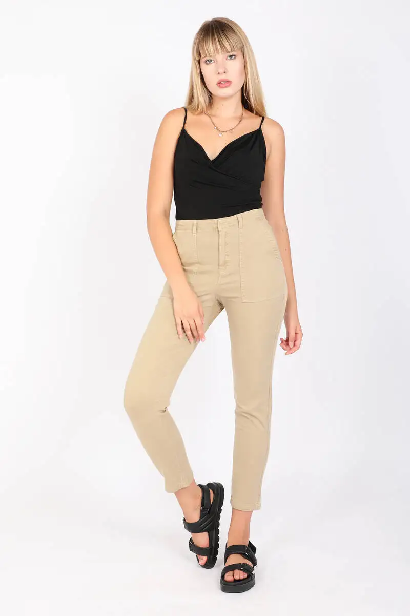 Women Gabardine Pants Light Khaki