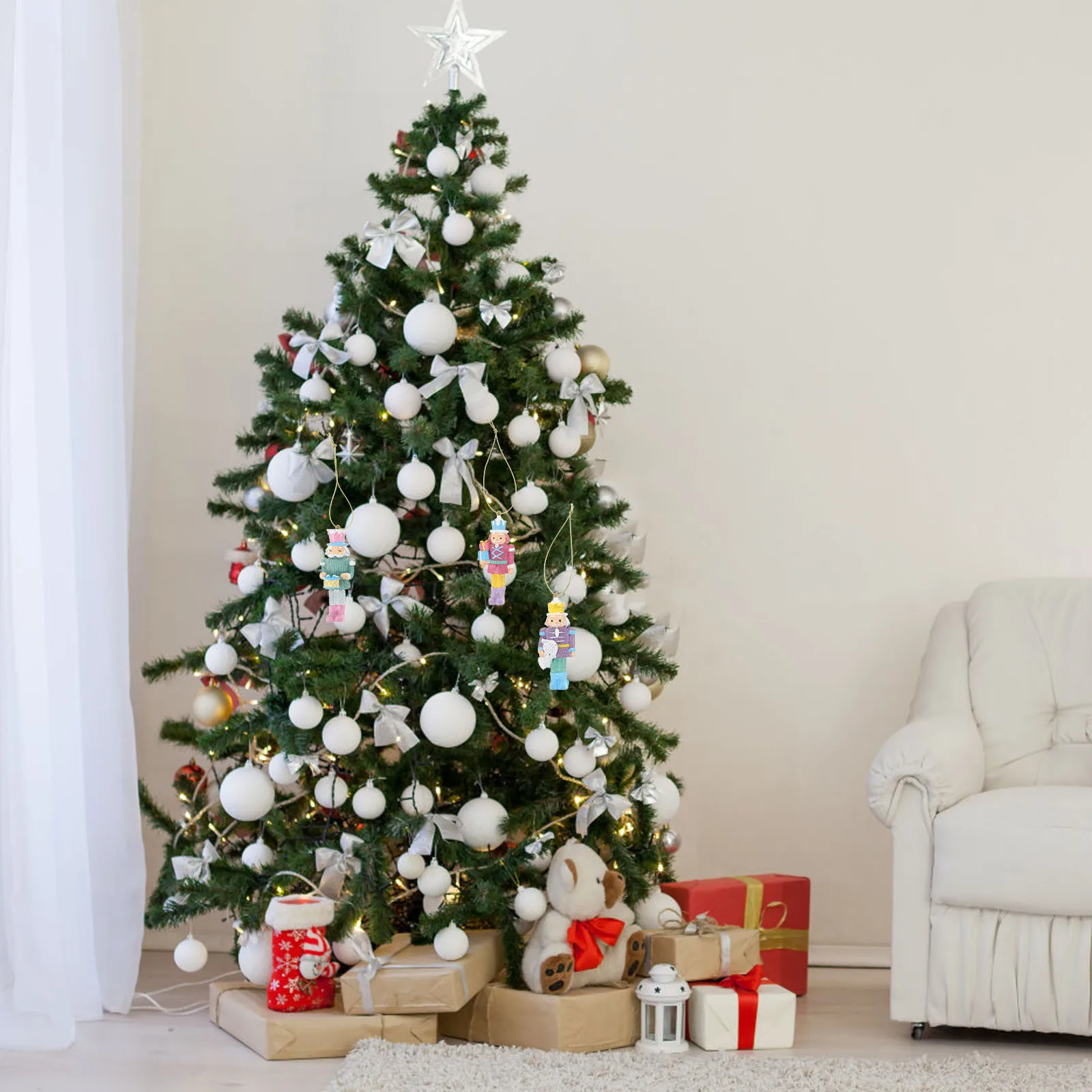 

4pcs Hanging Resin Nutcracker Decor Xmas Tree Ornament Christmas Desktop Decoration Nutcracker Puppet Figure Home Party Craft