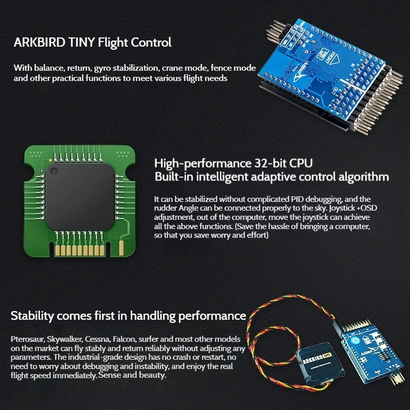 ARKBIRD kontrol penerbangan kecil sayap tetap, kontrol penerbangan FPV seperti pesawat saluran asli dengan fungsi kembali GPS