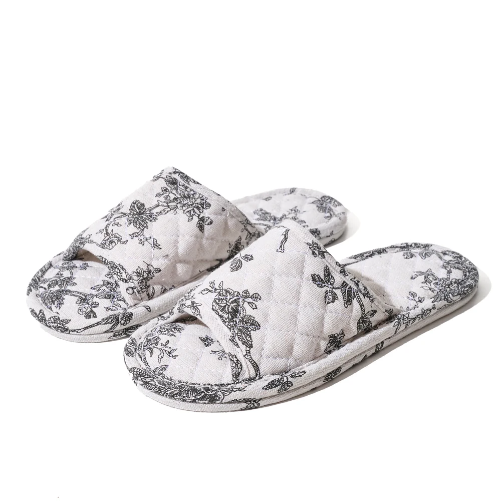 Summer Women Home Slippers Soft Cotton Floral Floor Shoes Antislip Indoor Slippers Fashion Lightweight Bedroom Shoes view 5
