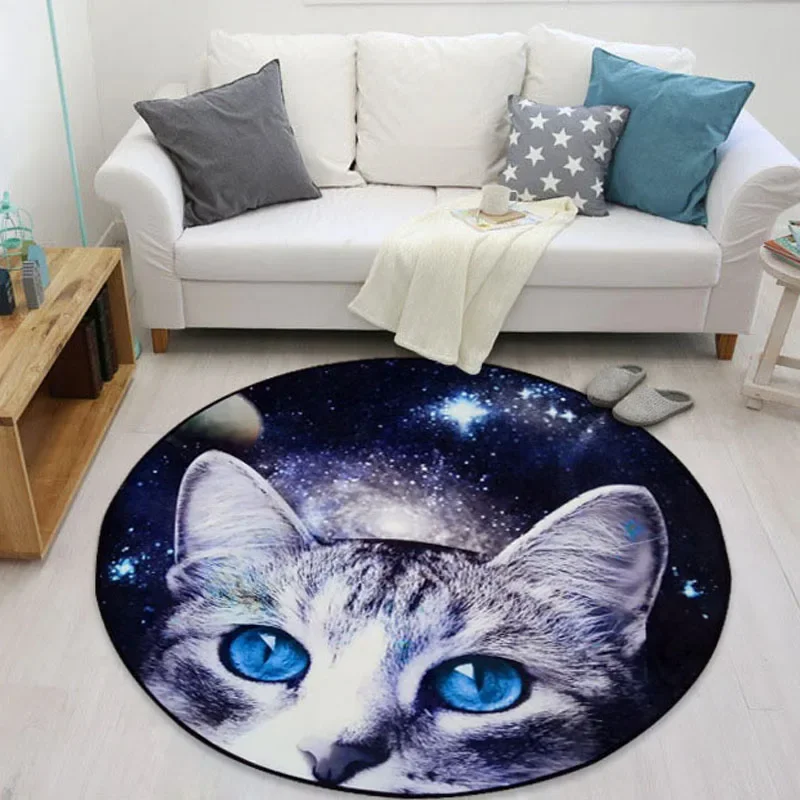 

Lovely Cartoon Sky Cat Soft Round Decor Carpets Floor Door Yoga Pad Baby Child Kid's Play Crawling Mat Hallway large Area Rugs