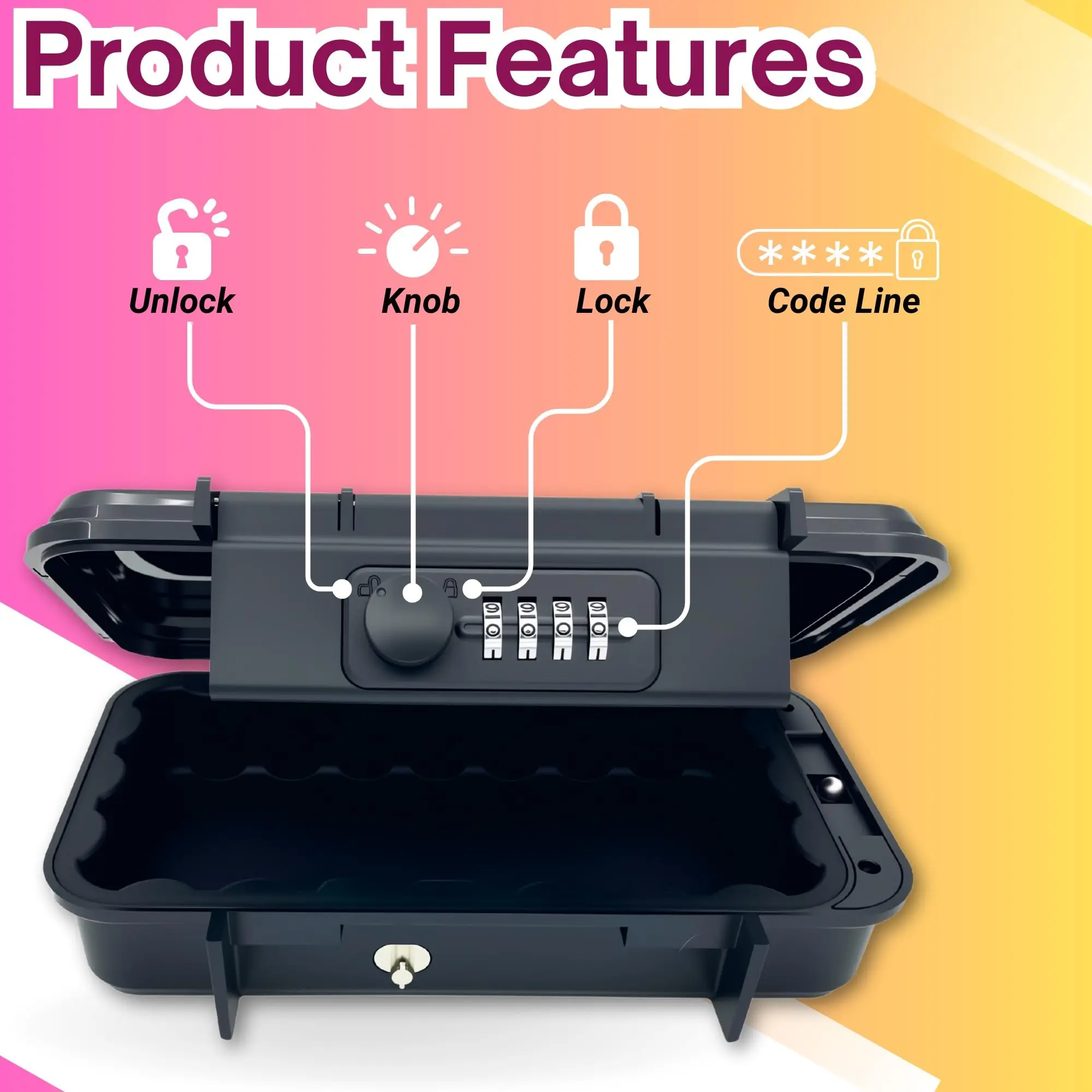 Portable Security Lock Box with Combination Lock Waterproof Mini Safe Box with Cable Travel Storage Case for Hotel Car Office ﻿