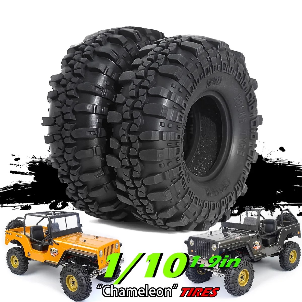 

1.9in Rock Tires 108mm Mud Rubber Tyre for 1/10 RC Crawler Car Axial SCX10 II III Traxxas TRX4 4WD D90 Redcat Gen8 Tamiya Parts