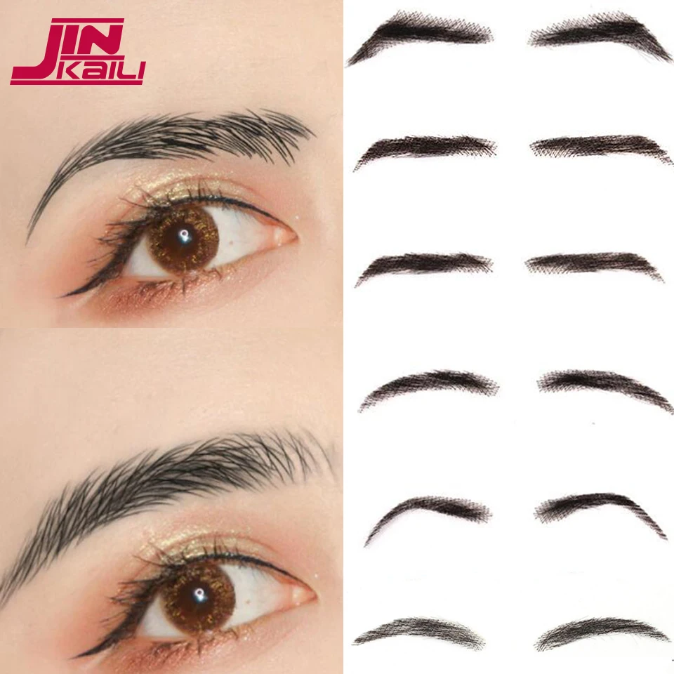 JINKAILI-cejas postizas de encaje sintético, hechas a mano, color negro, para fiesta, boda, uso diario, Cosplay, mujer, estilo Julie