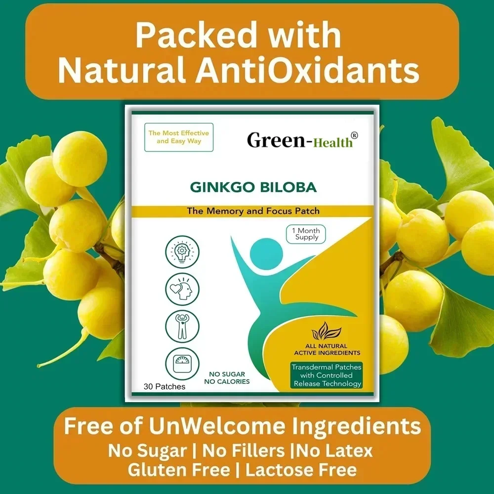 Ginkgo Biloba Patch Gingko Transdermal Patches - 30 Patches One Month Supply