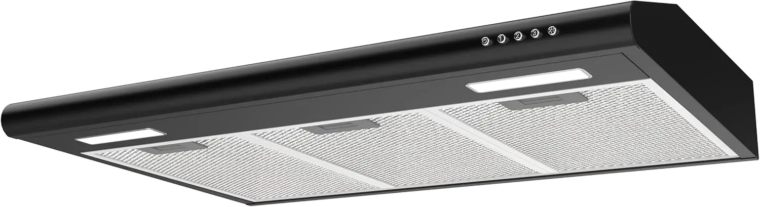 

AWB75918B Черная вытяжка Ran, 30-дюймовая под шкафом, тонкая вентиляционная вытяжка с защитой от отпечатков, с кнопочным управлением, каналами и Duc