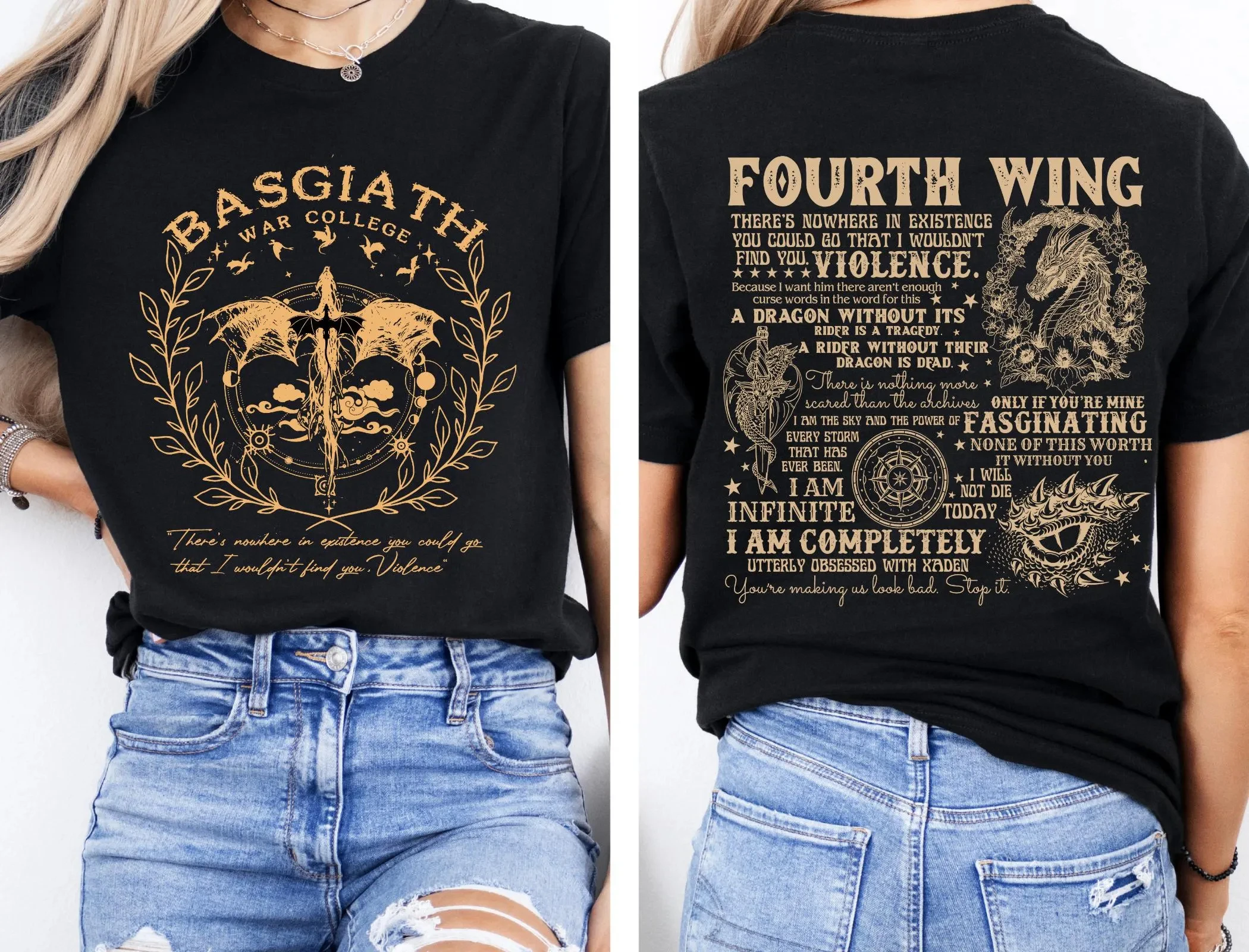 Camiseta Fourth Wing, camiseta Dragon Rider, camiseta Basgiath War College, camiseta de la serie The Empyrean, camiseta de la serie Violet Sorrengail Fantasy Book