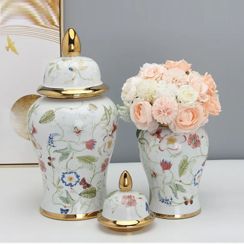 Ceramic decorative vessels, hammer patterned decorative jars, ornaments for home decor, light luxury living rooms, vintage craft