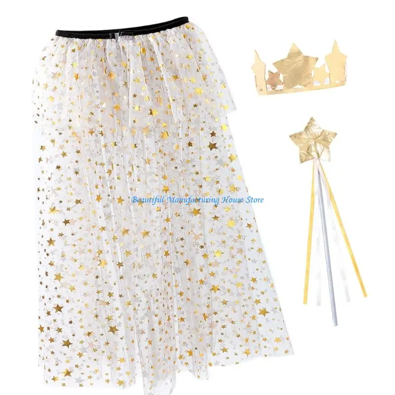 E56A Prinzessin Prinzessin Umhang Stirnband Prinzessin Dressing Kleidung für Mädchen