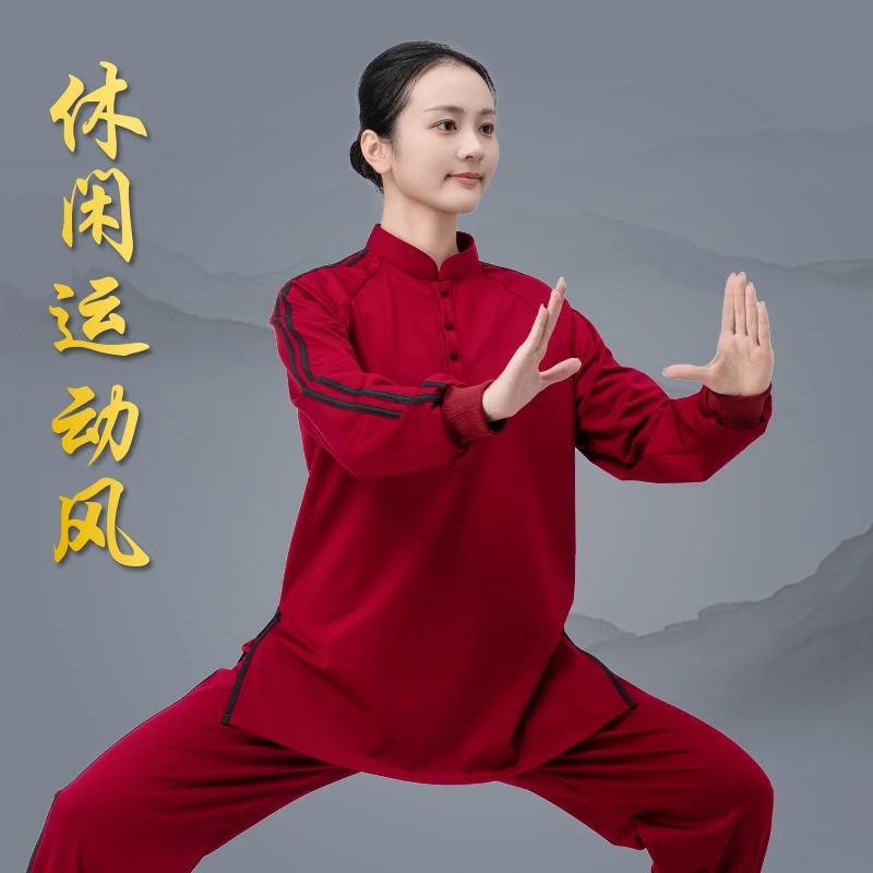 2025 Premium Fleece-Lined Milk Silk Tai Chi Suit, Women's Heavyweight Winter Uniform for Baduanjin & Martial Arts