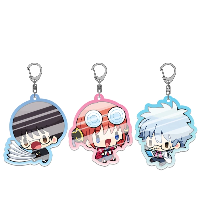 Gintoki Kagura Gintama 3-Z Ginpachi Sensei Kawaii Acrylic Keychain Set Keyring Hanging Accessories For Cosplayer Key Chain Gifts