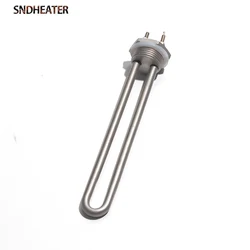 SNDHEATER 12V 24V 36V 48V 300W 600W 900W 304 Stainless Steel Heater Elment DN25/1 inch 32mm BSP Threaded Immersion Heating Pipe