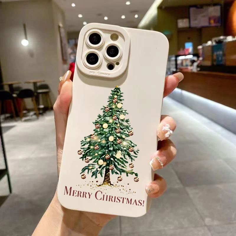 Festive Christmas Tree Graphic Phone Case For iPhone 16 15 14 13 12 11 Pro X XR XS SE2 8 7 Plus Pro Max Mini Silicone Back Cover