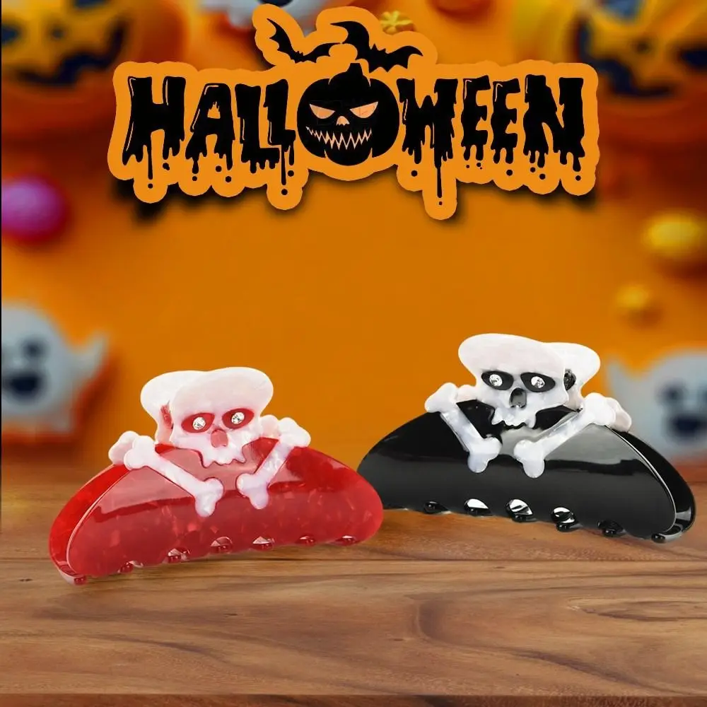 Fashion Acetate Halloween Hair Claw Cross Geometry Halloween Themed Gripper Spider Hair Crab Clip Skeleton Shark Clip Girls