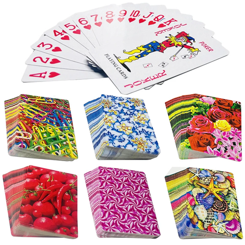 Pfeffer Spielkarten Brettspiele Kind Kinderspielzeug Poker Blau Rot Pfingstrose Blume Kinderspielzeug Deck Kartenspiel Set Shell Button