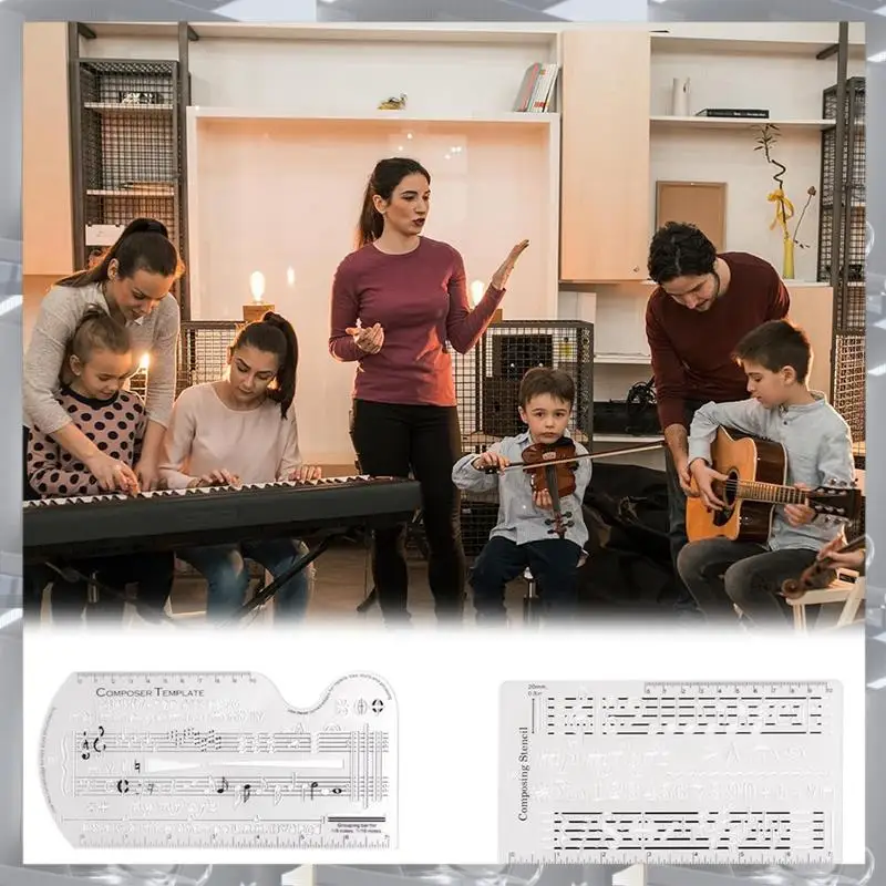Hot Selling-Song Writer's Composing Template Stencil For Music Notes & Symbols Staff Drawing Ruler Music Composition Accessories