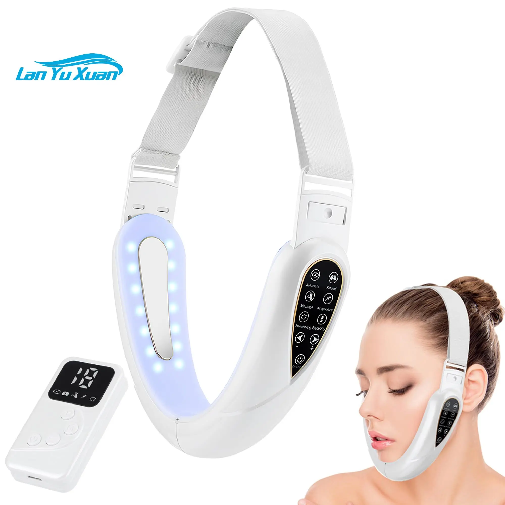 EMS Facial Lifting Device LED Photon Therapy Face Slimming TENS Pulse Massager Remove Double Chin V-Face Shaped Cheek Lift Belt