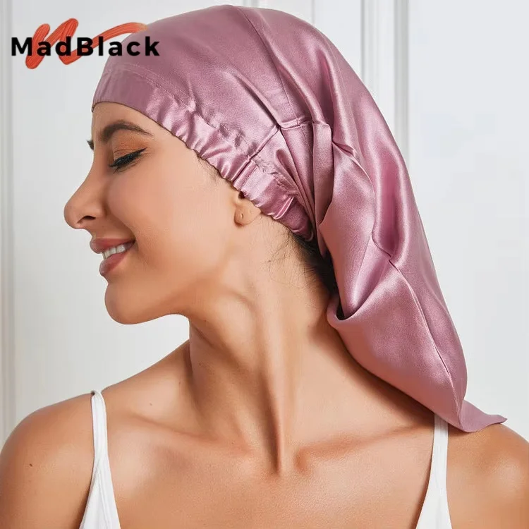

MadBlack, 100% Silk Bonnets, Female Triangel Sleeping Night Pure Hair Wrap Cap, For Curly Ladies Headwrap A63309JF