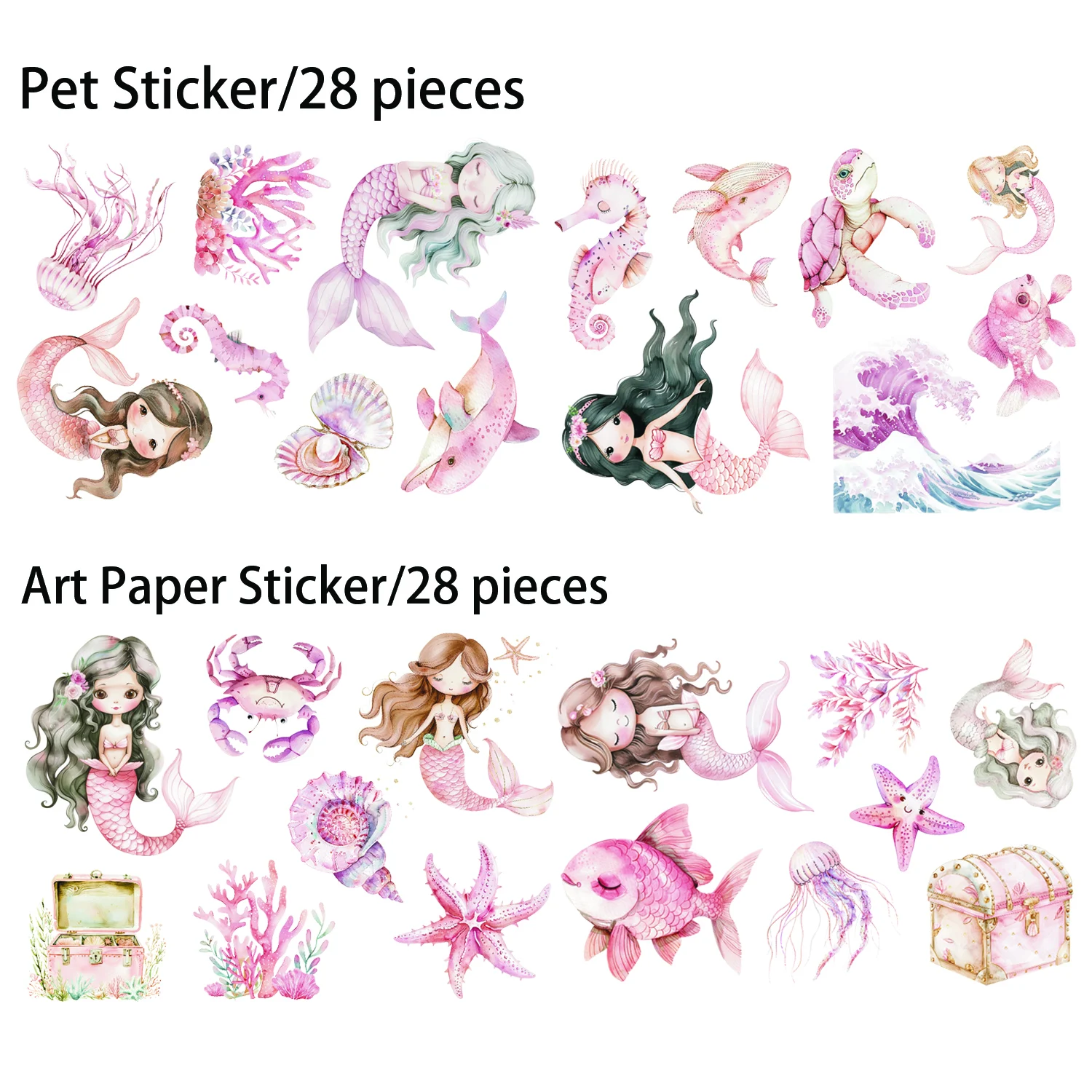 56 Stück PET wasserdichtes Meerjungfrau-selbstklebendes ästhetisches Aufkleberpaket, für Heimwerkerarbeiten, Scrapbooking-Zubehör, Junk Journals – Detail 7