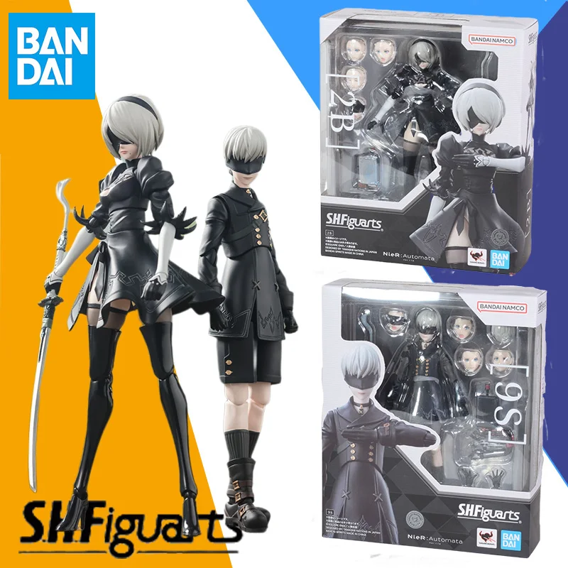 

In Stock Bandai Original S.H.Figuarts SHF Nier：Automata 2B 9SAnime Action Figure Model Finished Toy Gift for Children kid