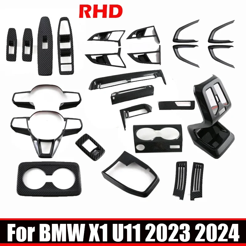 

RHD For BMW X1 U11 M sport X design 2023 2024 interior ABS Rear Trunk Gear Shift Water Cup Frame Window Lift Handle Bowl Cover
