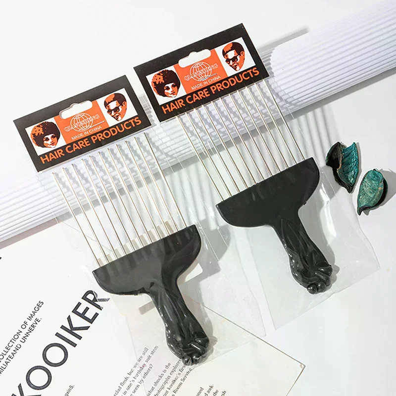 

Черная металлическая афроамериканская расческа, расческа для волос, расческа для парикмахерских, инструмент для укладки, аксессуары для салона, парикмахерской