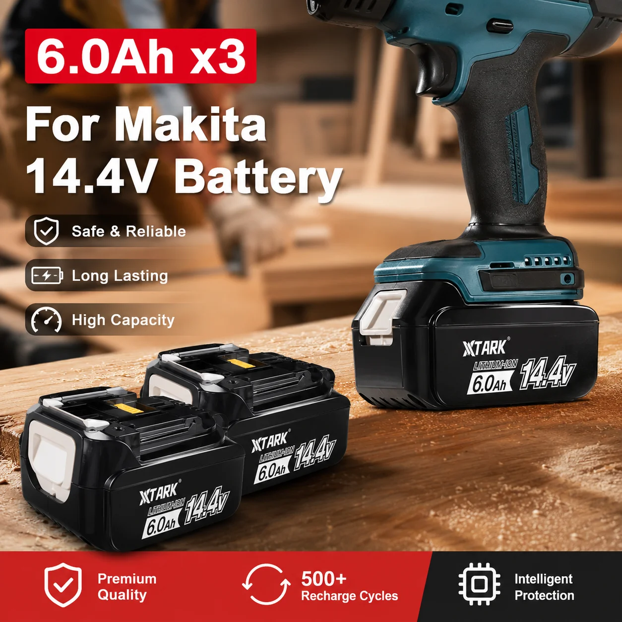 

Li-ion 18650 4S2P 14.4V 6.0Ah Battery For Makita BL1460 BL1430 1415 194066-1 Rechargeable Tool Battery