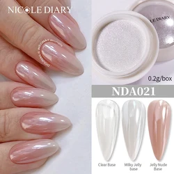 Nicole tagebuch hell weiß perle nagel pulver mondschein beschichtung spiegel aurora effekt pigmente uv gel politur chrom staub nagel dekor