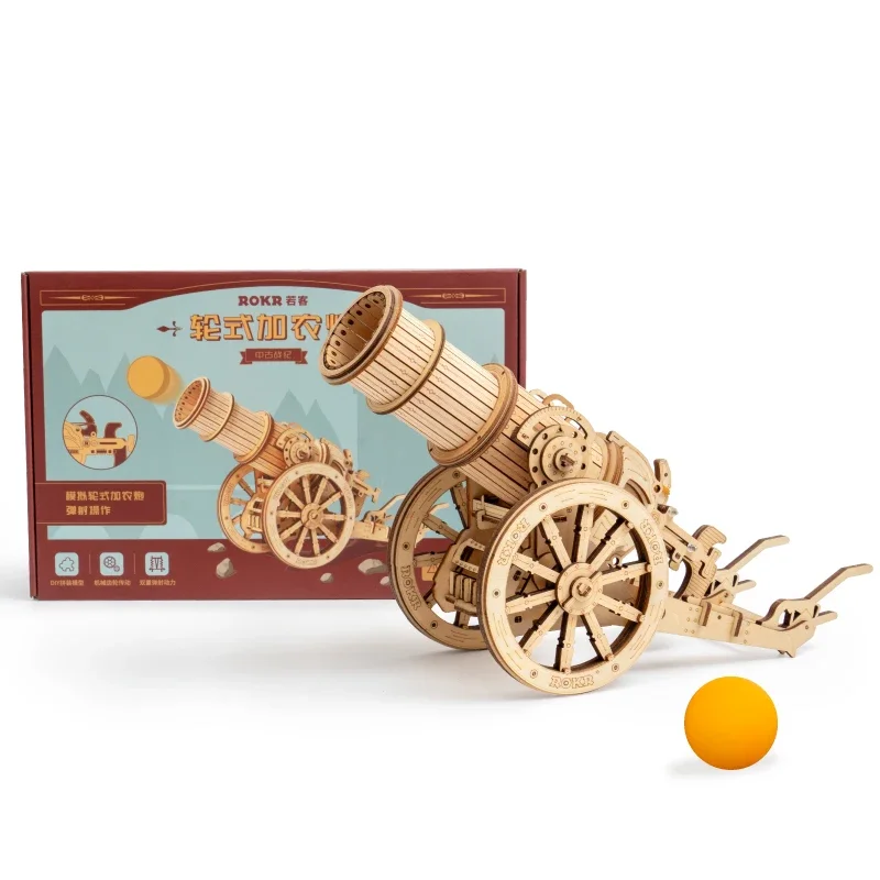 Robotime ROKR Wheeled Siege Artillery 3D Wooden Puzzle Game Toys for Children Kids KW801