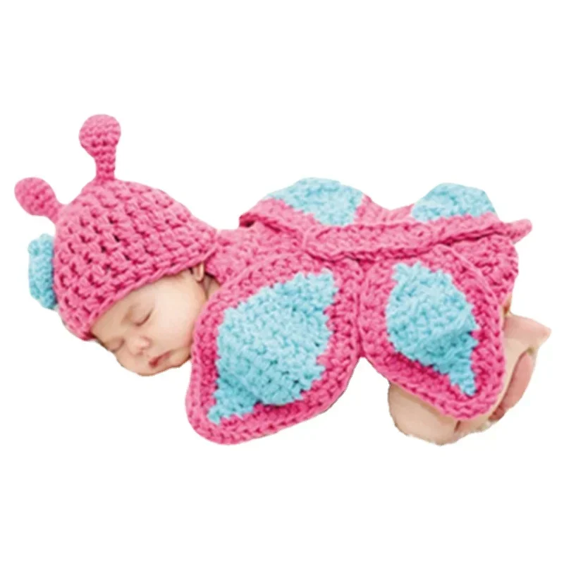 Full moon baby butterfly children's handmade hat  baby wool hat newborn knitted studio photography art photo 신생아사진