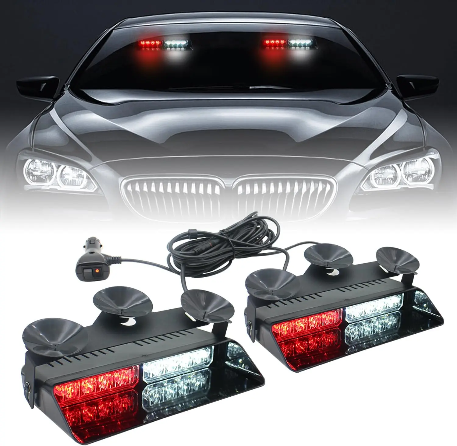 2 in 1 LED Emergency Strobe Lights for Vehicles Front/Rear Windshield with Suction Cups,Dash Deck Safety Flashing Hazard Warning image 3