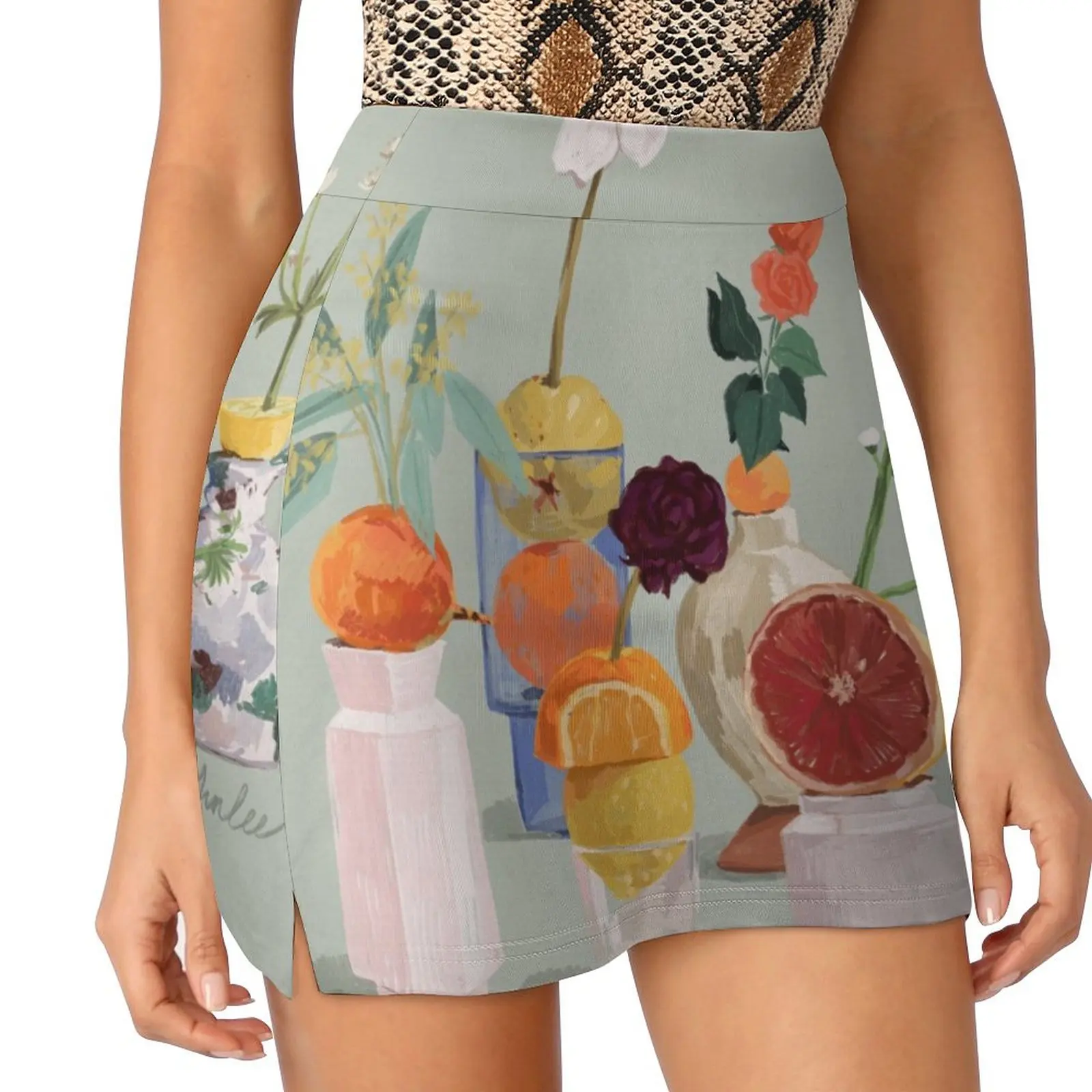 Still Life with Citrus and Flowers Mini Skirt short skirt skorts for women novelty in clothes