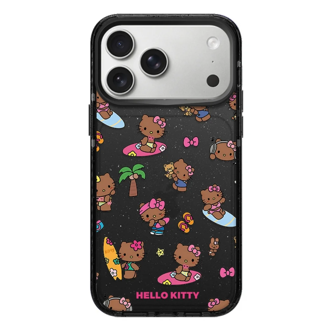 Hello Kitty Black Sexy Beach Surfing Phone Case For iPhone 17 16 15 14 13 Pro Max 14 15 Plus Air 16E  Bumper Case Cover for Girl